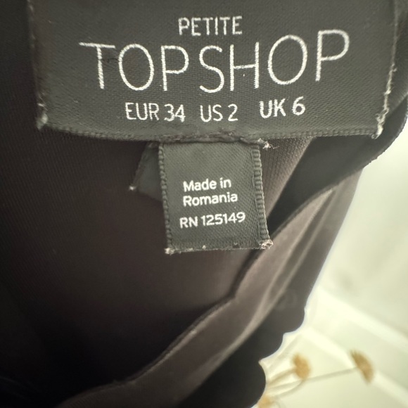 Topshop Black Evening Mini Dress Scallop Edge Cross Front 2p - Picture 5 of 5